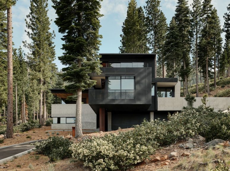 This stylish contemporary home was built in a volcanic location and it features interesting geometry This stylish contemporary home was built in a volcanic location and it features interesting geometry