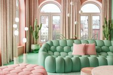 01 This unique apartment in NYC is done in pastel pink and green, with Mexican aesthetics and cacti-inspired designs