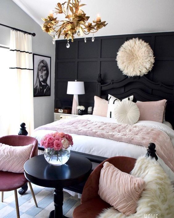 25 Refined Pink And Black Bedroom Decor, Pink White Gold Room Decor