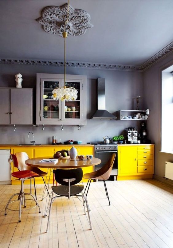 25 Bright Grey And Yellow Kitchen Decor Ideas - DigsDigs