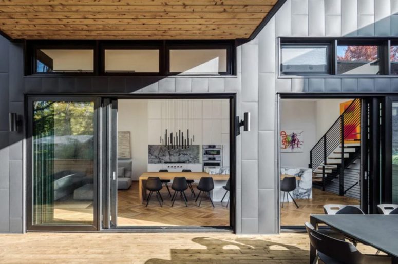 This space can be completely opened to outdoors with sliding doors
