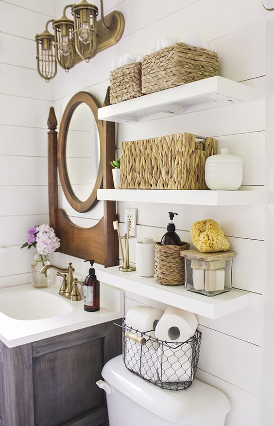 small bathroom shelving ideas