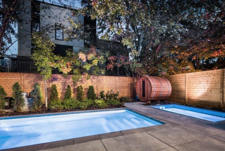 There's also a pool and a hot tub outdoors