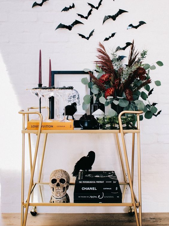 25 Halloween Bar Cart Styling And Decor Ideas - DigsDigs