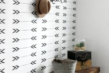 25 monochrome wallpaper to accentuate the boho and rustic entryway area and bring a pattern touch to the space