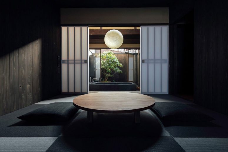 This Japanese house in Kyoto is a restored dwelling with moody and very tranquil interiors