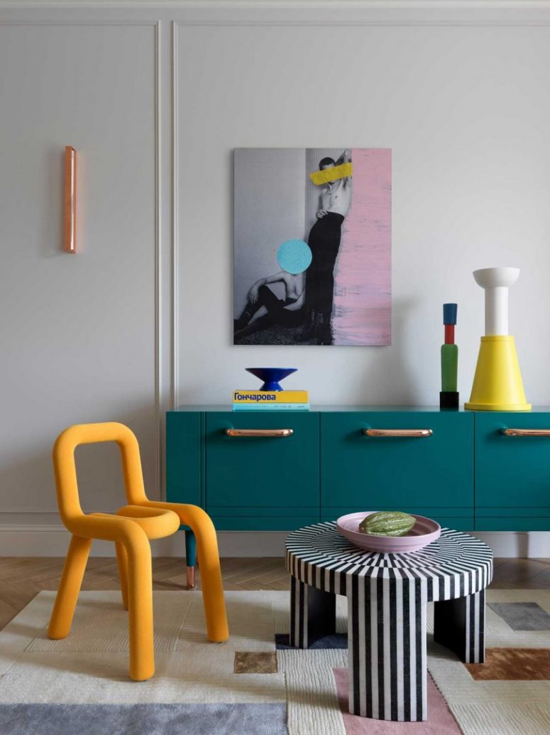 Bright artworks like these ones can be seen throughout the dwelling