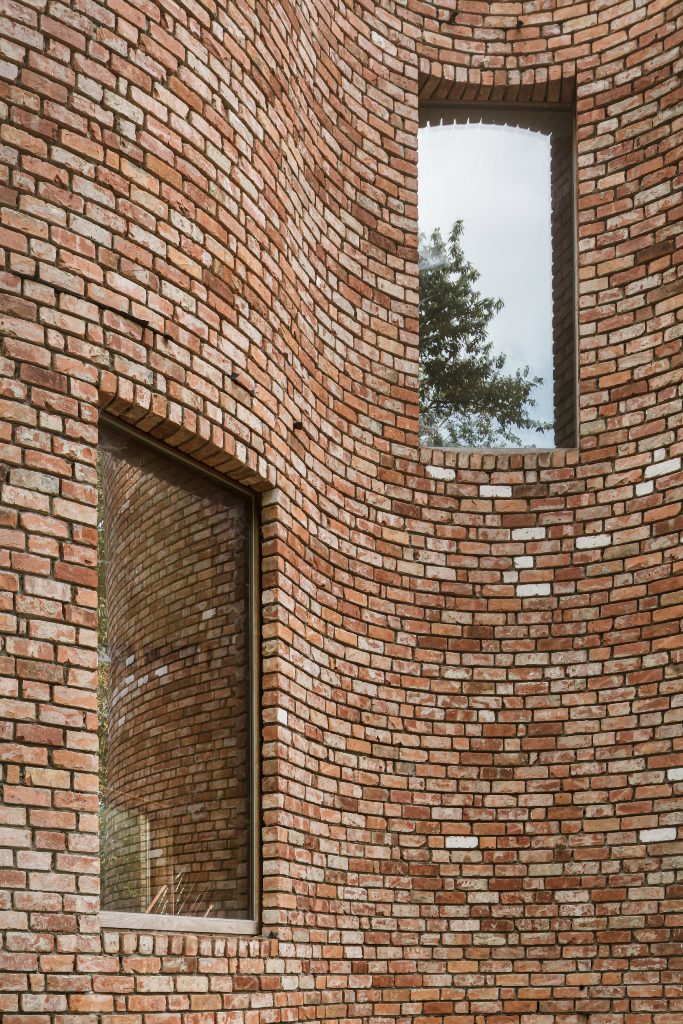 Reclaimed bricks were used for sustainability