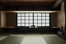 03 This is a yoga space with very minimalist furniture and traditional Japanese windows