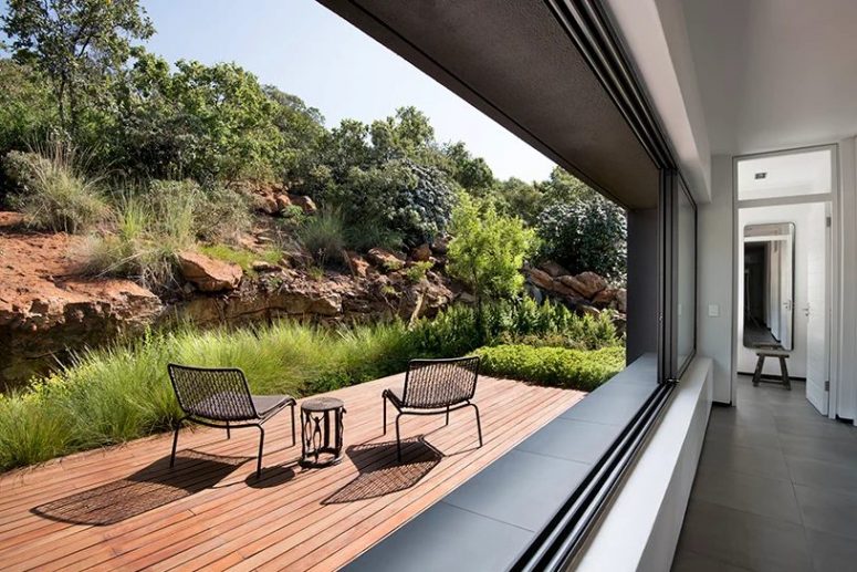 All the bedrooms feature their own private timber decks stepping into the rocky mountainside