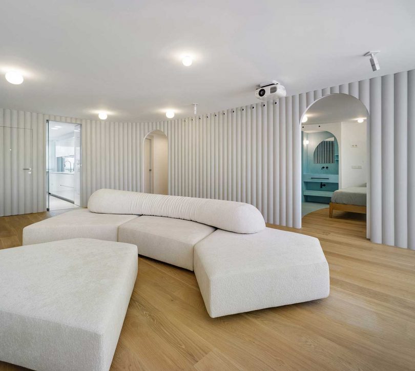 A master suite was hidden behind a catchy textural wall