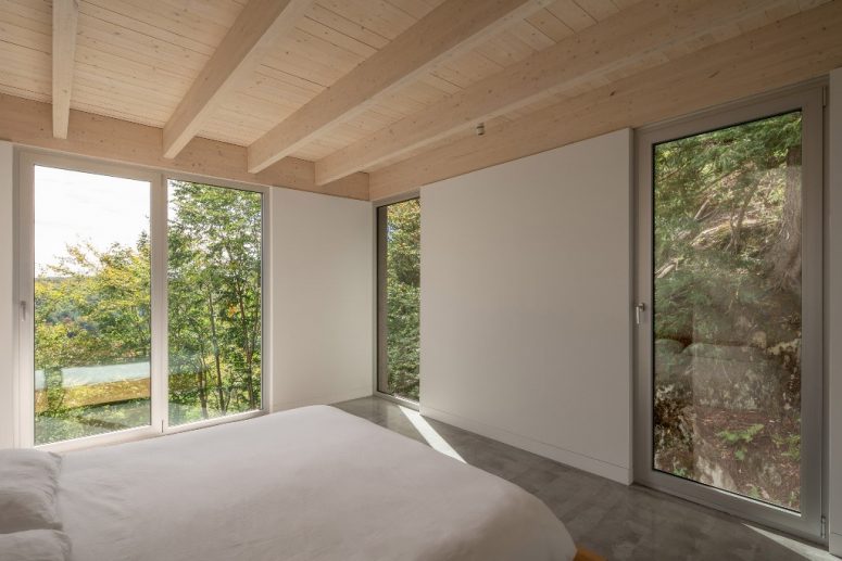 Surrounding trees give privacy to the master bedroom