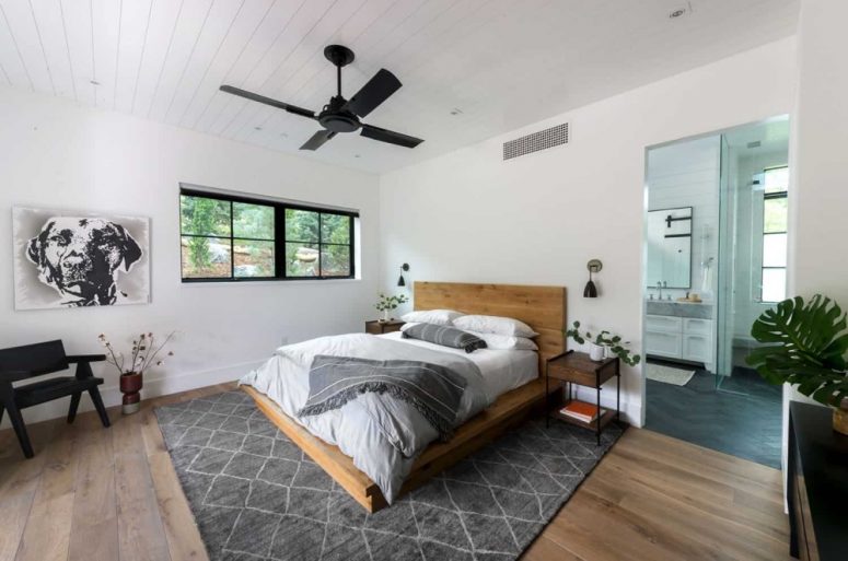 The bedrooms are separated into one of the wings, away from the social areas