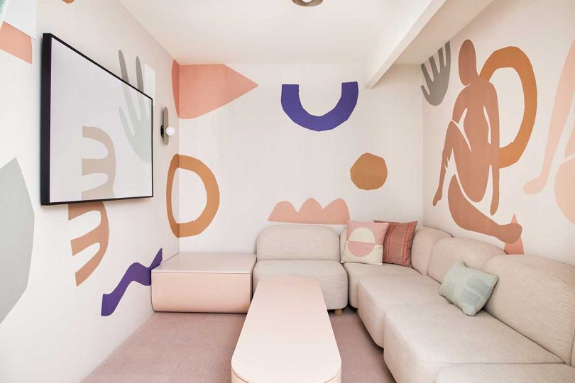 This little salon is full of art as it's right on the walls