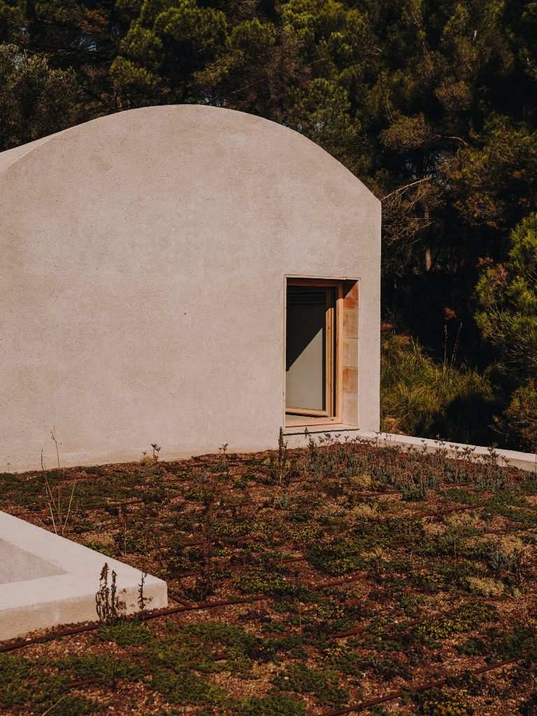 The flat roof is topped by sedum