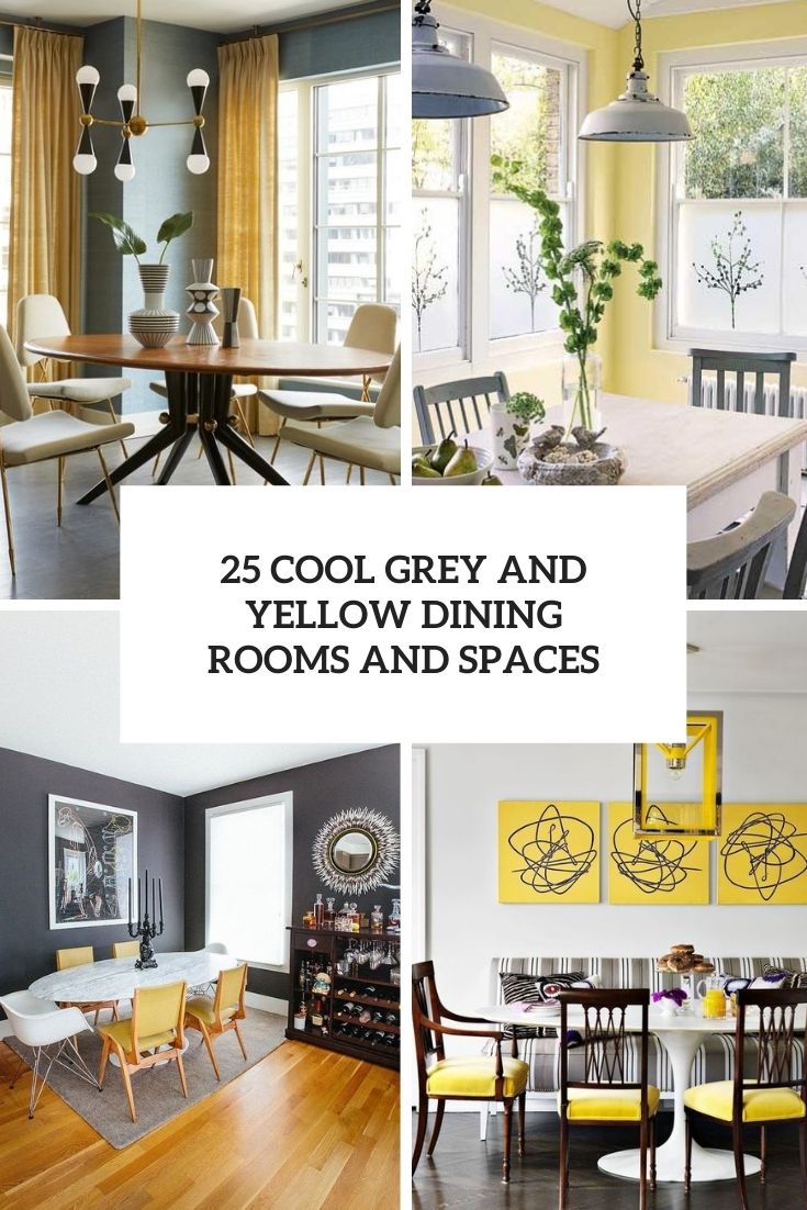 25 Cool Grey And Yellow Dining Rooms, Yellow And Gray Chairs For Dining Room
