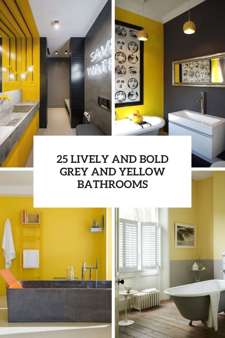lively and bold grey and yellow bathrooms cover