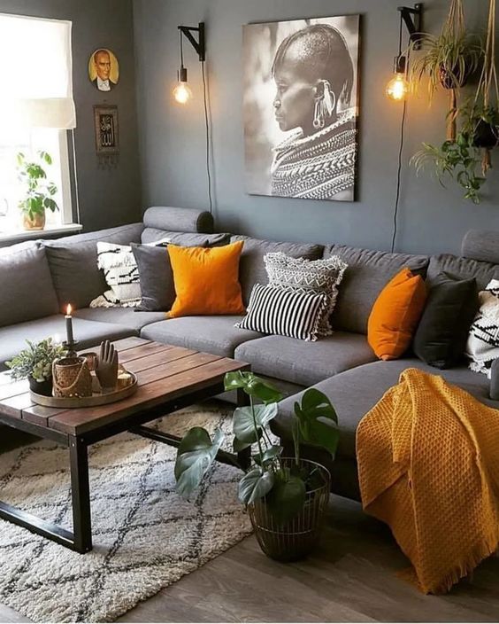 25 Trending Grey And Yellow Home Decor, Grey Sofa Living Room Decor