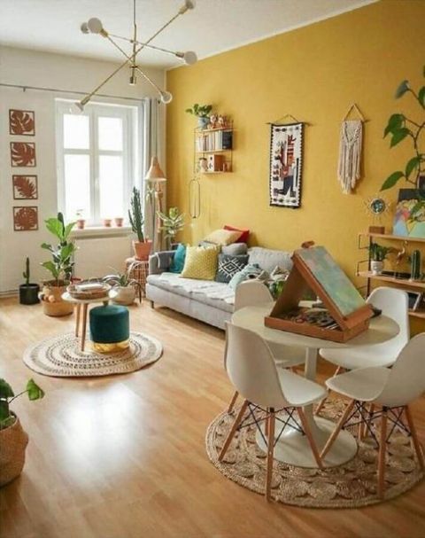 Shiny Yellow Living Rooms