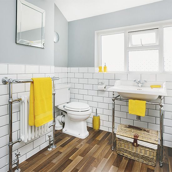 25 Lively And Bold Grey And Yellow Bathrooms - DigsDigs