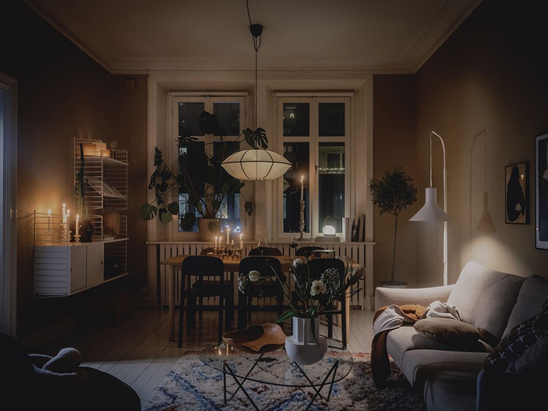 In the evening the apartment turns totally magical and very cozy