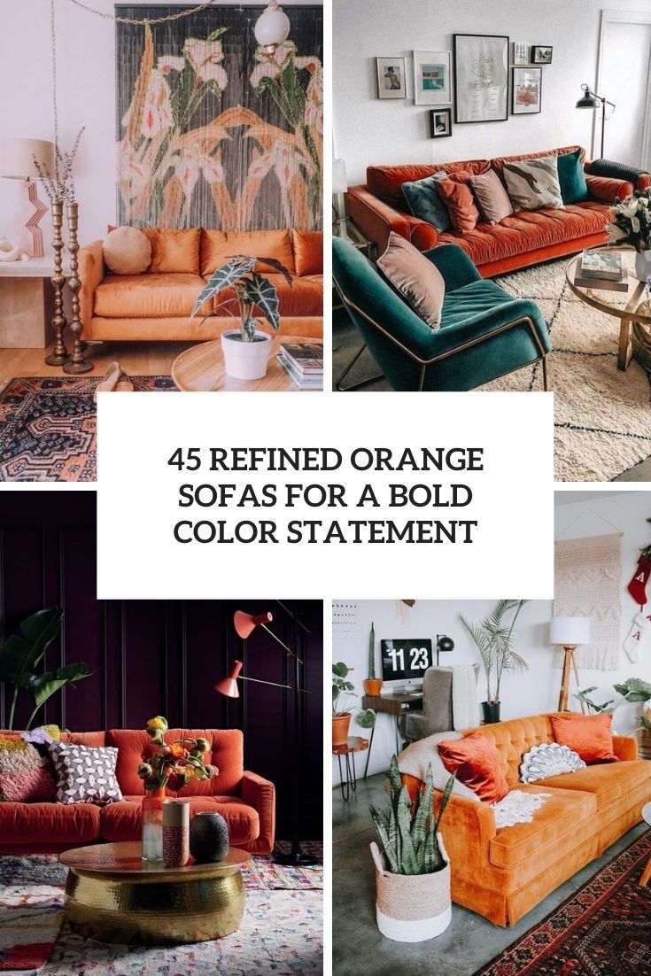 refined orange sofas for a bold color statement cover