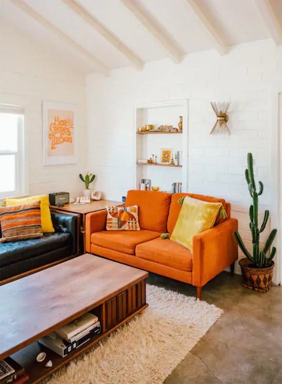 45 Refined Orange Sofas For A Bold Color Statement Digsdigs