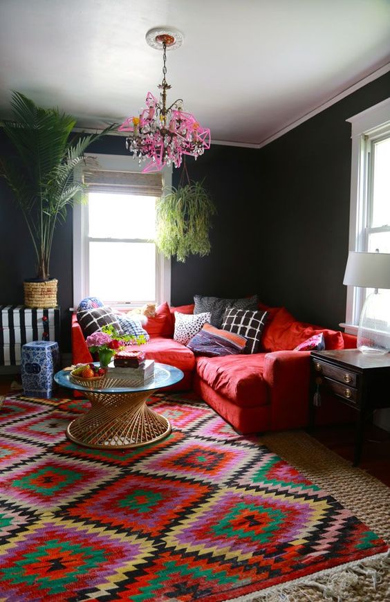 Red black couch discount