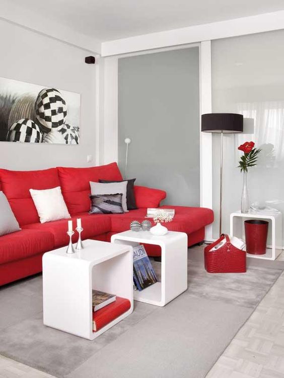 Modern Living Room Ideas Red Sofa | Cabinets Matttroy