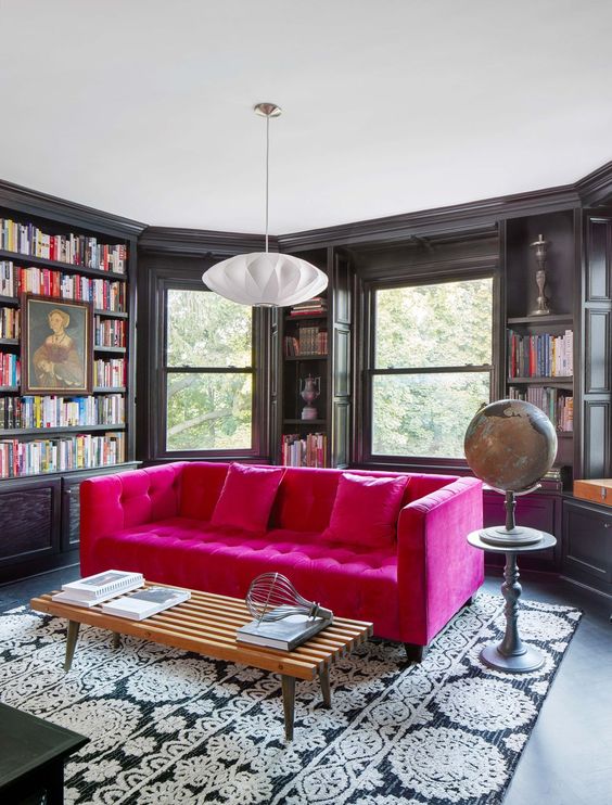 Dark pink couch deals