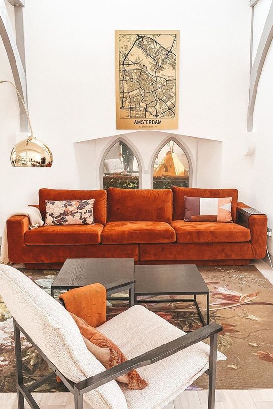 45 Refined Orange Sofas For A Bold Color Statement Digsdigs