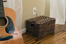 22 a stylish woven box with a lid is a perfect idea for hiding your wi-fi router and keep it at hand and still hidden