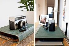 23 a wi-fi router hidden inside a vintage book cover is a nice idea for any space, it’s elegant and very chic