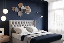 a navy grey bedroom design