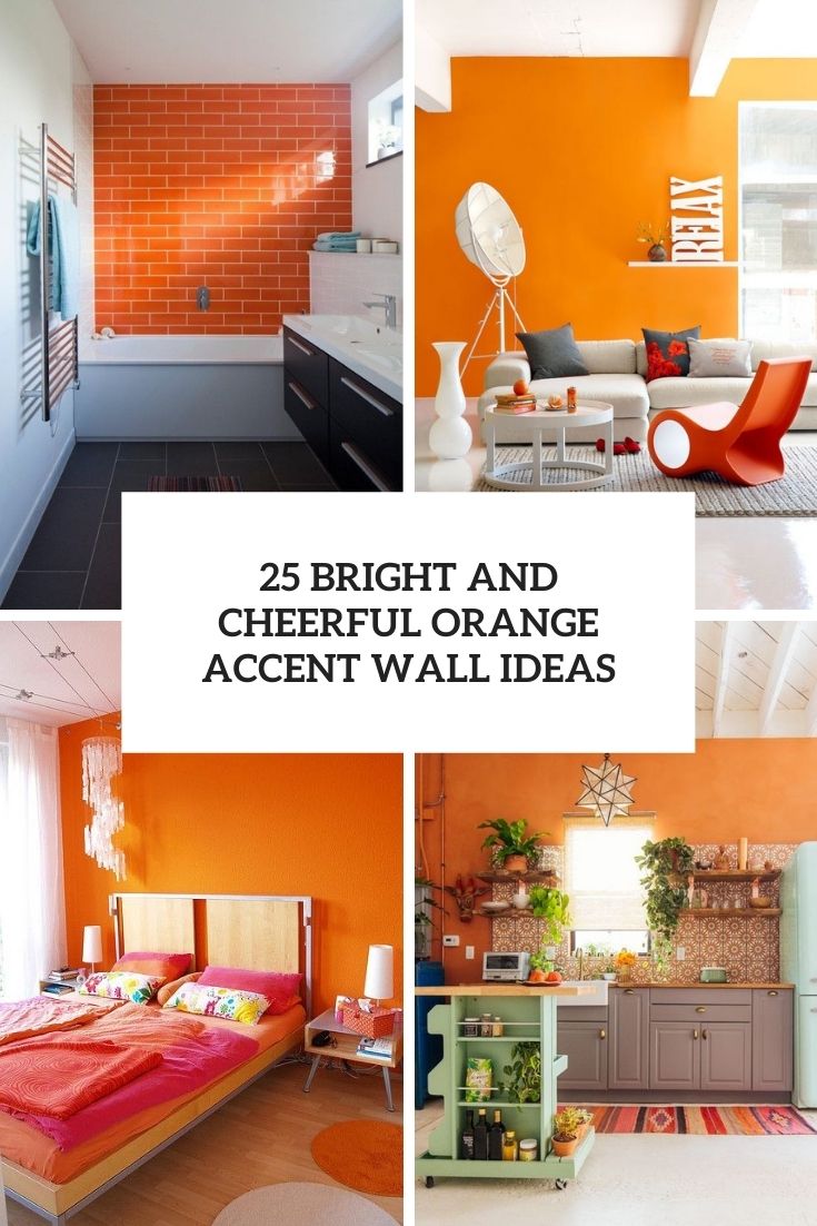 bright and cheerful orange accent wall ideas cover