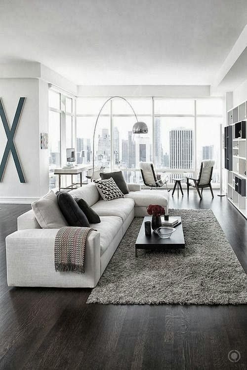 grey and white contemporary living room