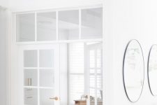 delicate and subtle white French doors will match a neutral space and make the spaces filled with light even more