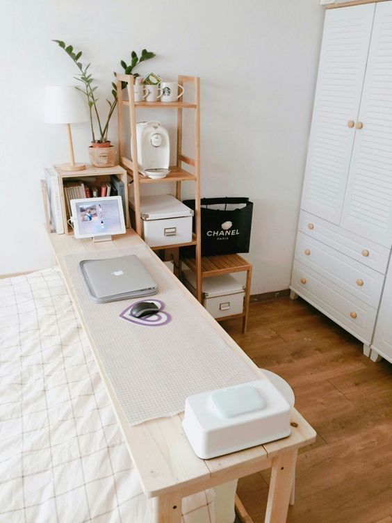 desks, holders and shelves for various gadgets are a must for Gen Z spaces, whether it's a bedroom or not
