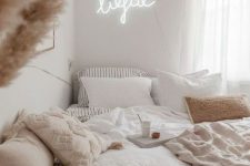 30 a single neon light will give a fresh and bold look to your bedroom and will make it look very modern and very fresh