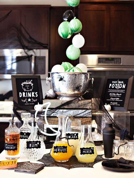 a cute halloween drink station