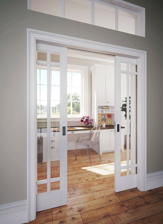 pocket French doors are a perfect way to save a lot of space and subtly separate the spaces at the same time
