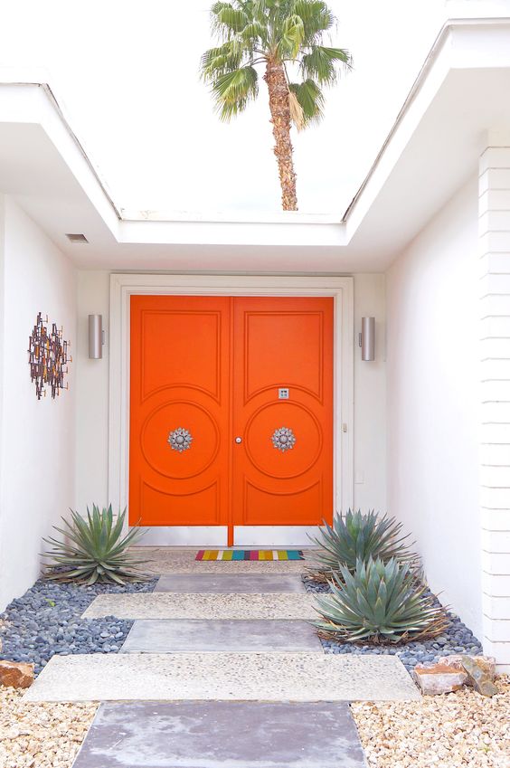 Mid Century Modern Double Front Doors