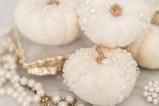 29 glam white pearl pumpkins are gorgeous for glam fall or Thanksgiving decor and are easy to DIY