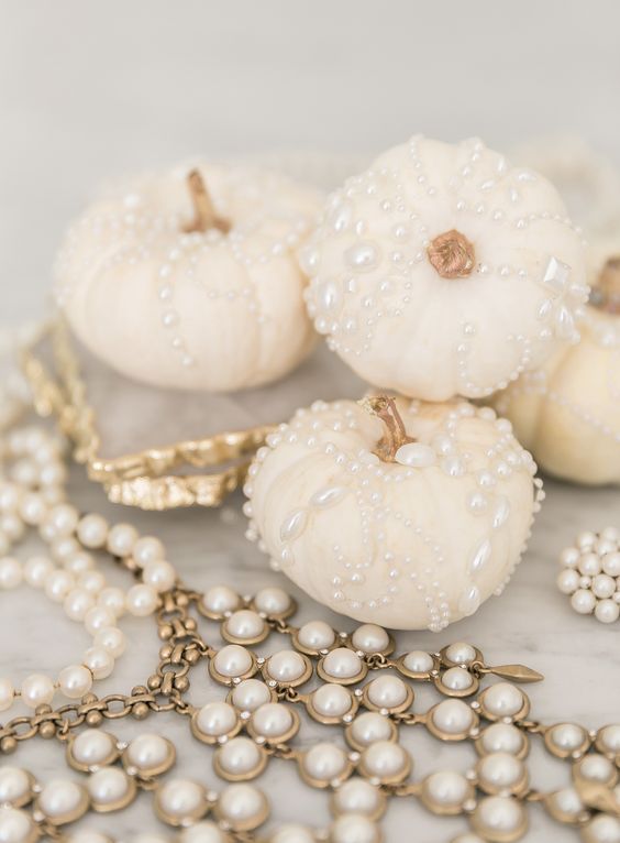 glam white pearl pumpkins are gorgeous for glam fall or Thanksgiving decor and are easy to DIY
