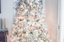a white-silver Christmas tree decor