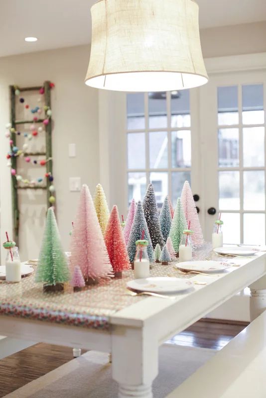 a bright bottle brush Christmas tree arrangement is always a gun and cool idea for the holidays