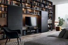 a stylish modern living room design with black touches