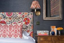 a stylish black & pink bedroom design