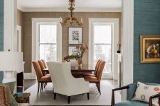 a stylish brown blue living room design