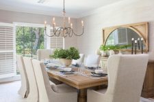 a stylish dining room in a taupe color shceme